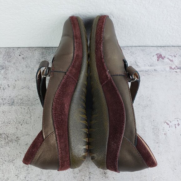 NAOT Israel Leather Comfort Shoes Mary Jane Metallic size 38 Lagenlook Hippie - Picture 9 of 11